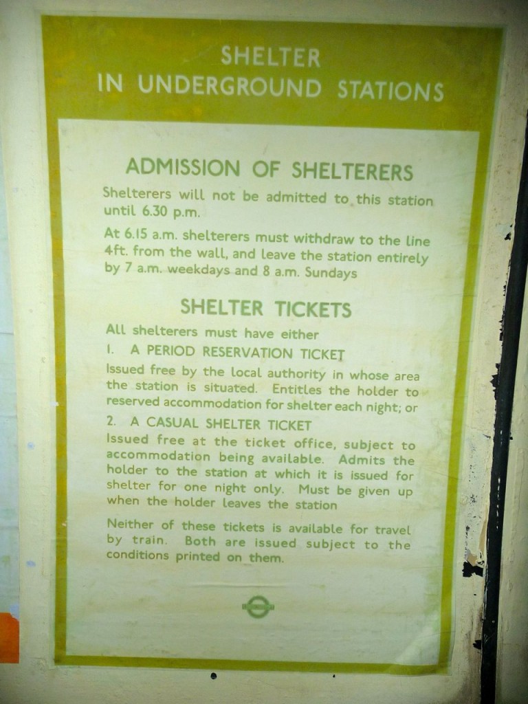 A list of rules to enter the shelters during the blitz in London
